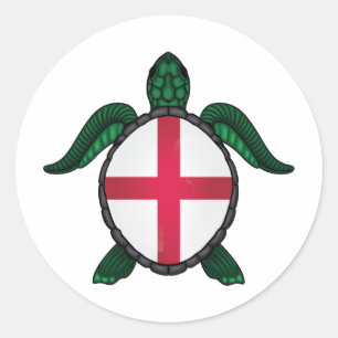 Sticker Rond Drapeau de la tortue de mer d'Angleterre