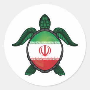 Sticker Rond Drapeau de la tortue marine iranienne