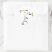 Sticker Rond Drapeau de la Tour Eiffel de France Joyeux Noel (Sac)