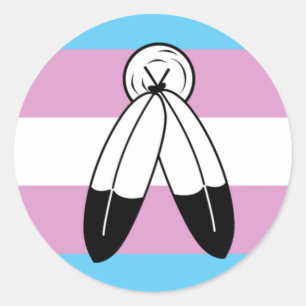 Sticker Rond Drapeau de la Trans Pride à deux esprits