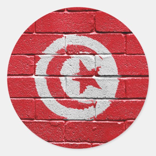 Sticker Rond Drapeau de la Tunisie (Devant)