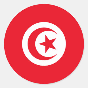 Sticker Rond Drapeau de la Tunisie