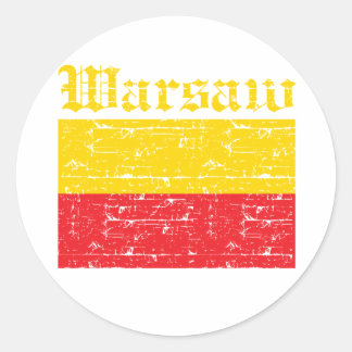 Sticker Rond Drapeau de la ville de Varsovie cool