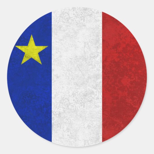 Sticker Rond Drapeau de l'Acadie en détresse (Devant)