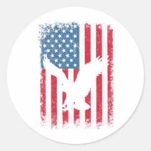 Sticker Rond Drapeau de l'aigle américain du 4 juillet USA Fête
