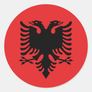 Sticker Rond Drapeau de l'Albanie