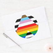 Sticker Rond Drapeau de l'Ally Pride de progression LGBTQ (Enveloppe)