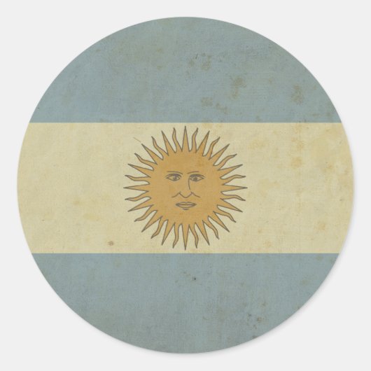 Sticker Rond Drapeau de l'Argentine vintage (Devant)