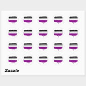 Sticker Rond Drapeau de l'asexualité dégoulinant (Feuille)