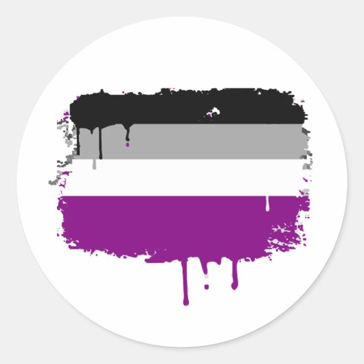 Sticker Rond Drapeau de l'asexualité dégoulinant (Devant)