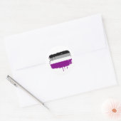 Sticker Rond Drapeau de l'asexualité dégoulinant (Enveloppe)