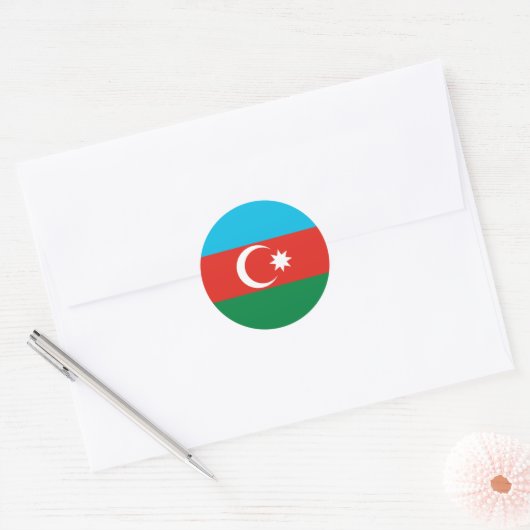 Sticker Rond Drapeau de l'Azerbaïdjan (Enveloppe)