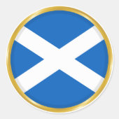 Sticker Rond Drapeau de l'Écosse dans un Cercle Doré (Devant)