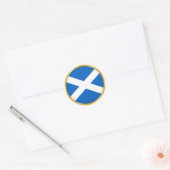 Sticker Rond Drapeau de l'Écosse dans un Cercle Doré (Enveloppe)