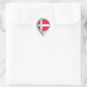 Sticker Rond Drapeau de l'emplacement de la broche du Danemark (Sac)