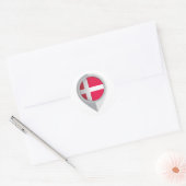 Sticker Rond Drapeau de l'emplacement de la broche du Danemark (Enveloppe)
