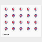 Sticker Rond Drapeau de l'emplacement de la carte Cuba (Feuille)