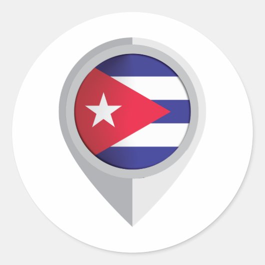 Sticker Rond Drapeau de l'emplacement de la carte Cuba (Devant)