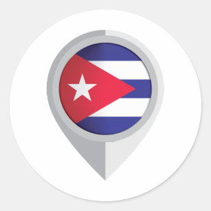 Sticker Rond Drapeau de l'emplacement de la carte Cuba