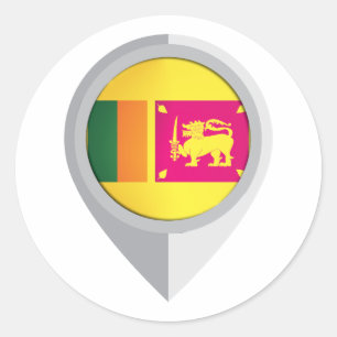 Sticker Rond Drapeau de l'emplacement de la carte Sri Lanka