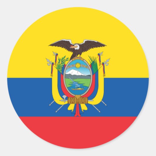 Sticker Rond Drapeau de l'Equateur - Bandera de Ecuador (Devant)