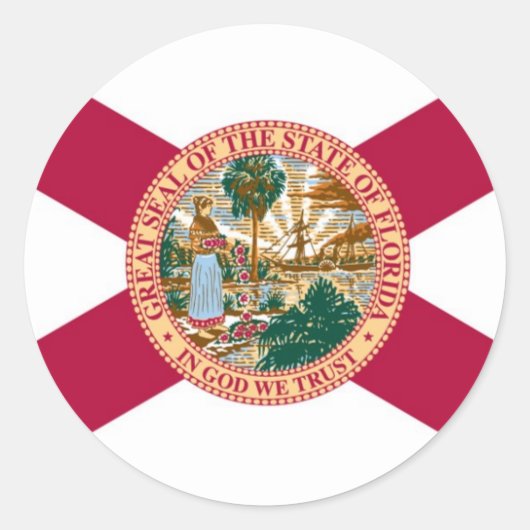 Sticker Rond Drapeau de l'État de Floride (Devant)