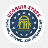 Sticker Rond Drapeau de l'État de GEORGIA PEACH (Devant)