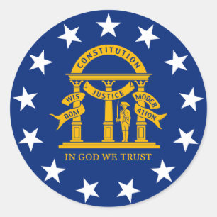 Sticker Rond Drapeau de l'État de Géorgie