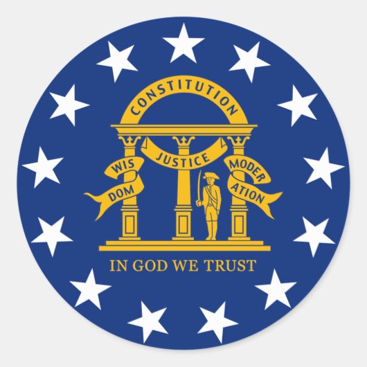 Sticker Rond Drapeau de l'État de Géorgie (Devant)