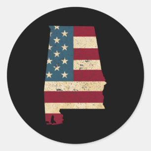 Sticker Rond Drapeau De L'État De L'Alabama Patriotique Usa Pou