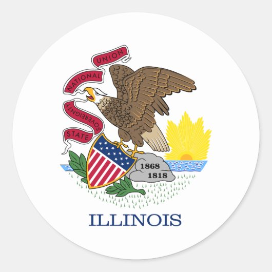 Sticker Rond Drapeau de l'État de l'Illinois (Devant)
