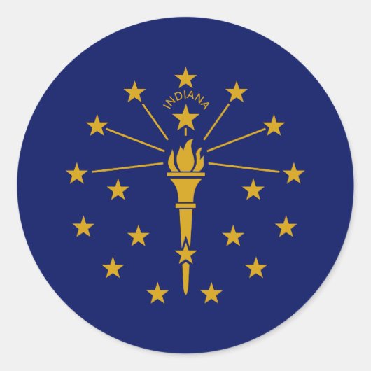 Sticker Rond Drapeau de l'État de l'Indiana (Devant)