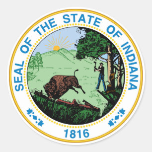 Sticker Rond drapeau de l'état de l'Indiana sceau de la républi