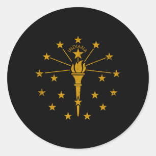 Sticker Rond Drapeau de l'État de l'Indiana Vintage Cool en dét