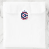 Sticker Rond Drapeau de l'État de l'OHIO BUCKEYE (Sac)