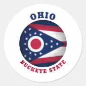 Sticker Rond Drapeau de l'État de l'OHIO BUCKEYE (Devant)