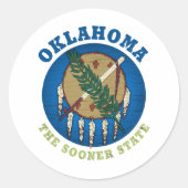 Sticker Rond Drapeau de l'État de l'Oklahoma Sooners (Devant)