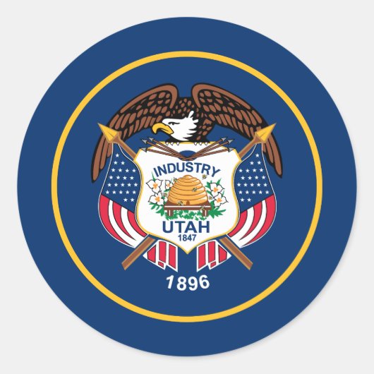 Sticker Rond Drapeau de l'État de l'Utah (Devant)