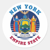 STICKER ROND DRAPEAU DE L'ÉTAT DE NEW YORK (Devant)