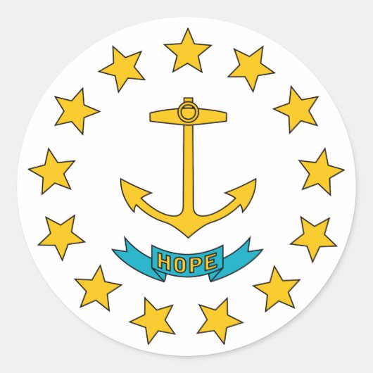 Sticker Rond Drapeau de l'État de Rhode Island (Devant)