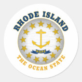 Sticker Rond Drapeau de l'État de RHODE ISLAND, L'ÉTAT OCÉANIQU (Devant)