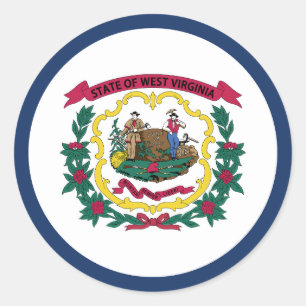 Sticker Rond Drapeau de l'État de Virginie occidentale