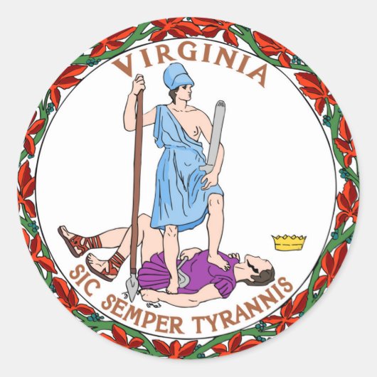 Sticker Rond drapeau de l'état de Virginie sceau de l'amérique  (Devant)