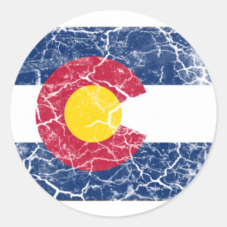 Sticker Rond Drapeau de l'État du Colorado Vintage