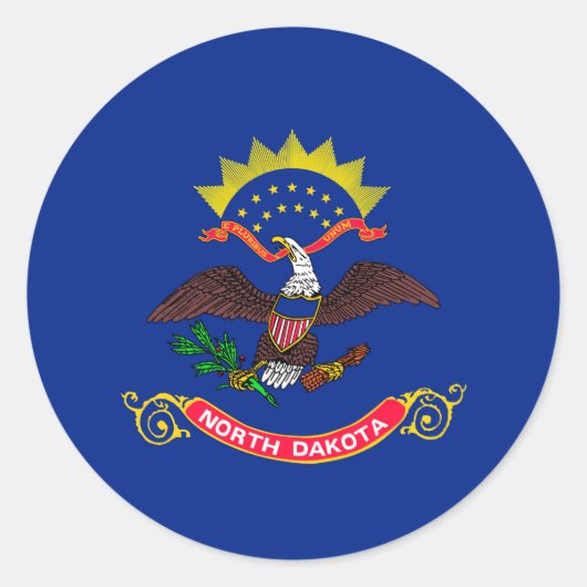Sticker Rond Drapeau de l'État du Dakota du Nord (Devant)