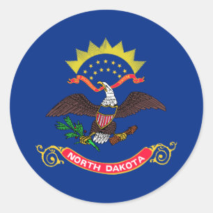 Sticker Rond Drapeau de l'État du Dakota du Nord