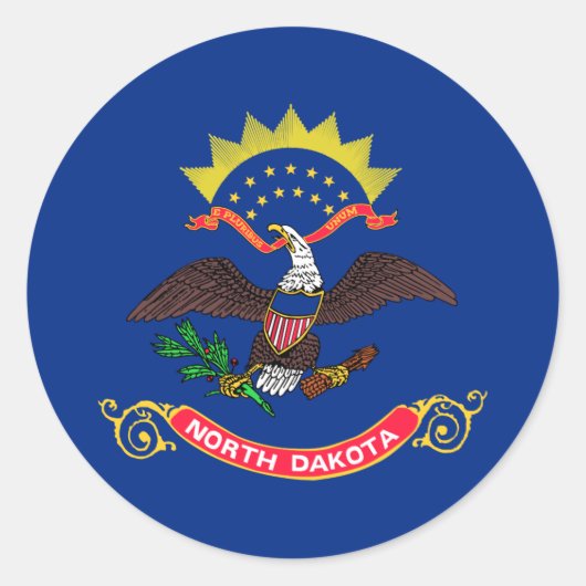 Sticker Rond Drapeau de l'État du Dakota du Nord (Devant)