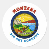 STICKER ROND DRAPEAU DE L'ÉTAT DU GRAND CIEL DE MONTANA (Devant)