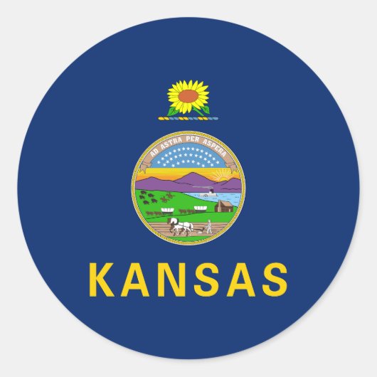 Sticker Rond Drapeau de l'État du Kansas (Devant)
