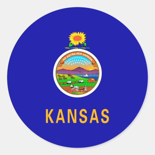 Sticker Rond Drapeau de l'État du Kansas (Devant)
